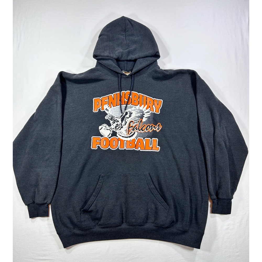 Lee Heavyweight Pennsbury Falcons Football Hoodie Vintage Charcoal Black XL